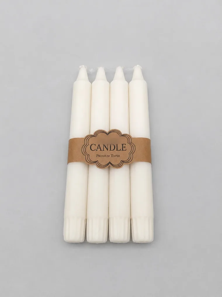 Set de velas taper con faja de etiqueta personalizable